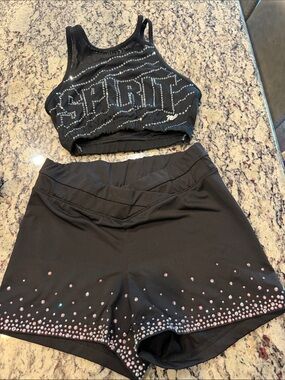 Black Rhinestone Accent Dance Shorts